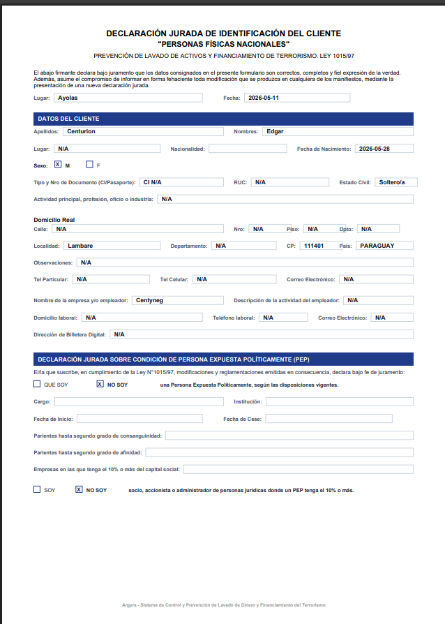 Formato Oficial SEPRELAD
